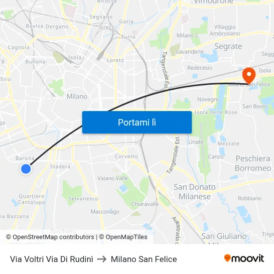 Via Voltri Via Di Rudinì to Milano San Felice map