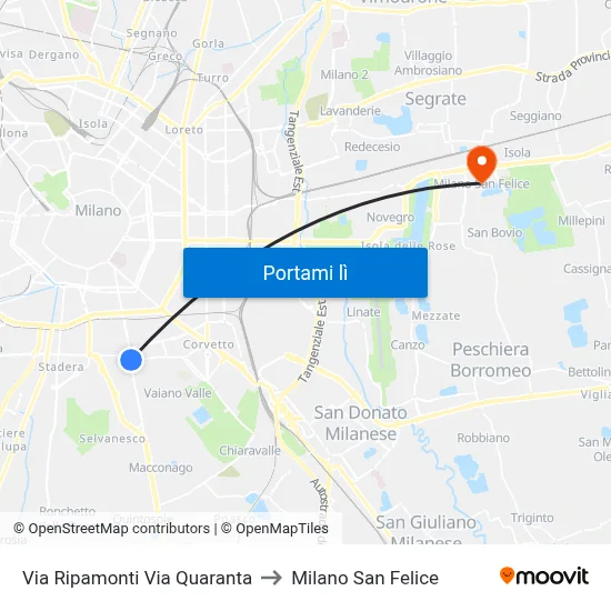Via Ripamonti Via Quaranta to Milano San Felice map