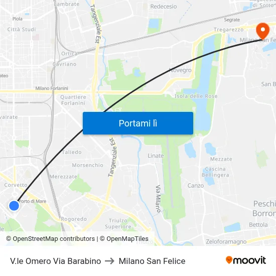 V.le Omero Via Barabino to Milano San Felice map