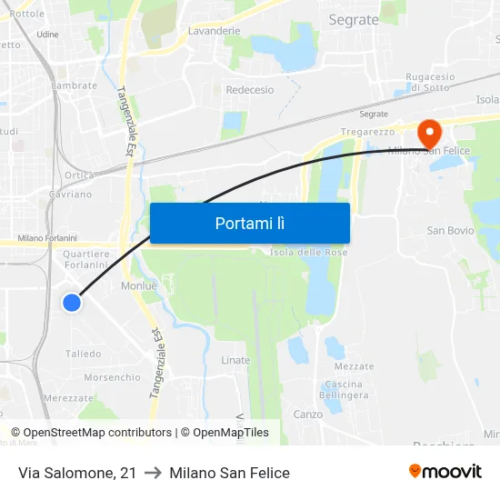 Via Salomone, 21 to Milano San Felice map