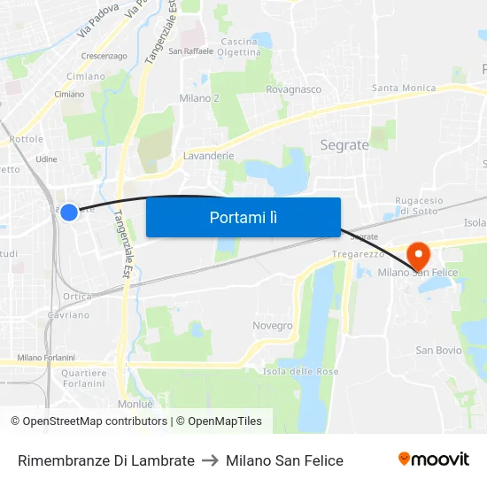 Rimembranze Di Lambrate to Milano San Felice map
