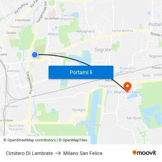 Cimitero Di Lambrate to Milano San Felice map