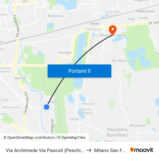 Via Archimede Via Pascoli (Peschiera B.) to Milano San Felice map
