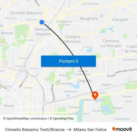 Cinisello Balsamo Testi/Brianza to Milano San Felice map