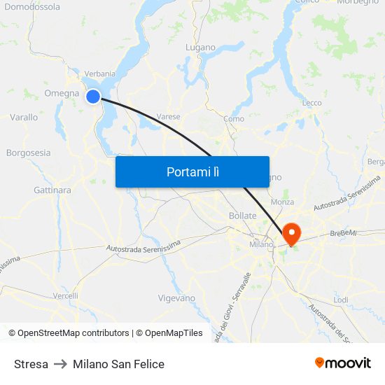 Stresa to Milano San Felice map