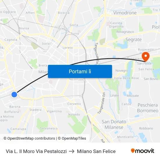 Via L. Il Moro Via Pestalozzi to Milano San Felice map