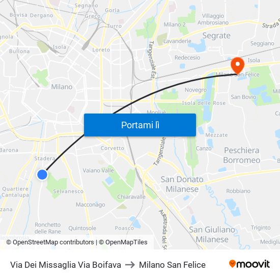 Via Dei Missaglia Via Boifava to Milano San Felice map