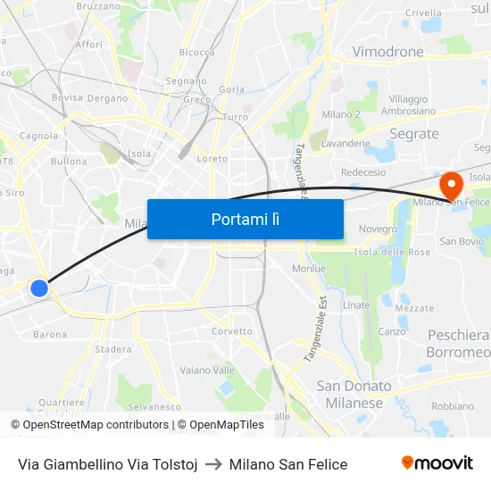 Via Giambellino Via Tolstoj to Milano San Felice map