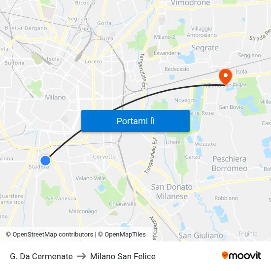 G. Da Cermenate to Milano San Felice map