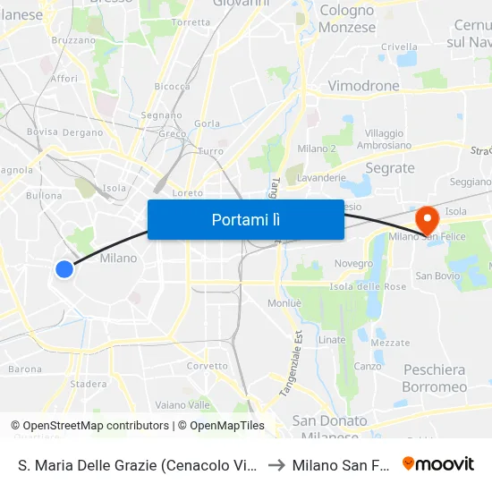 S. Maria Delle Grazie (Cenacolo Vinciano) to Milano San Felice map