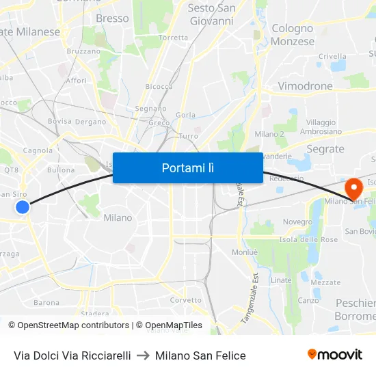 Via Dolci Via Ricciarelli to Milano San Felice map