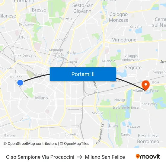 C.so Sempione Via Procaccini to Milano San Felice map