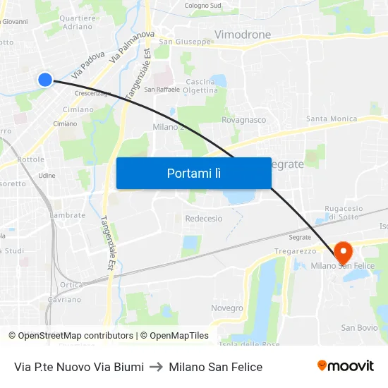 Via P.te Nuovo Via Biumi to Milano San Felice map