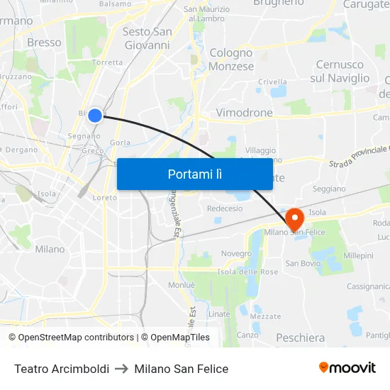 Teatro Arcimboldi to Milano San Felice map