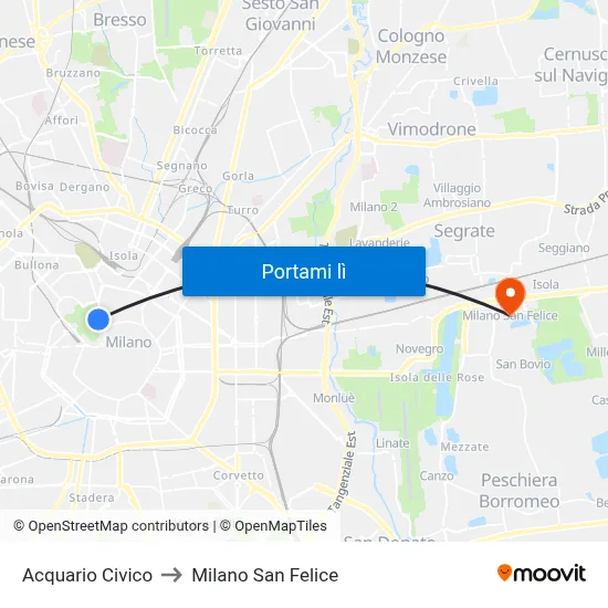 Acquario Civico to Milano San Felice map