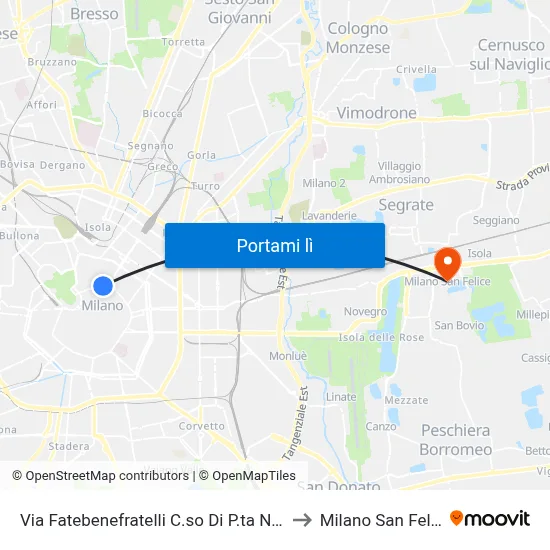 Via Fatebenefratelli C.so Di P.ta Nuova to Milano San Felice map