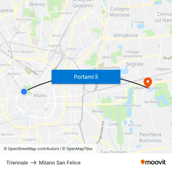 Triennale to Milano San Felice map