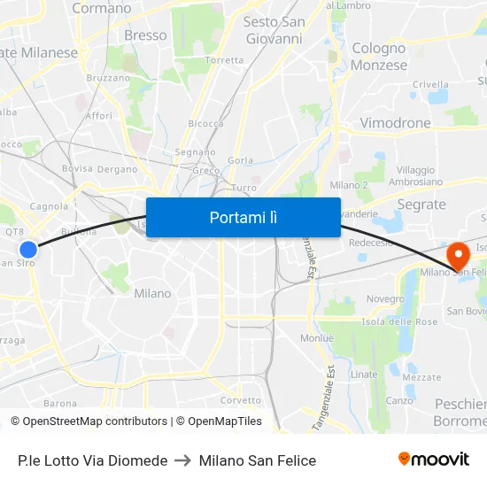 P.le Lotto Via Diomede to Milano San Felice map