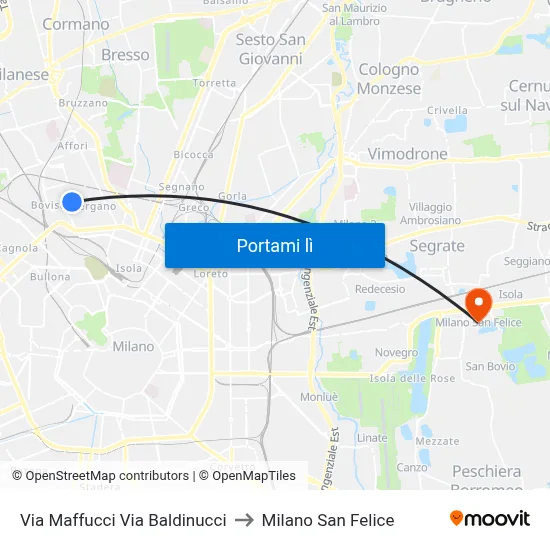 Via Maffucci Via Baldinucci to Milano San Felice map