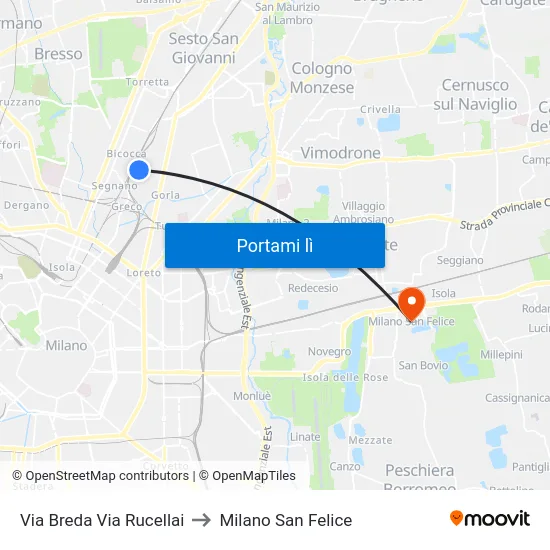 Via Breda Via Rucellai to Milano San Felice map
