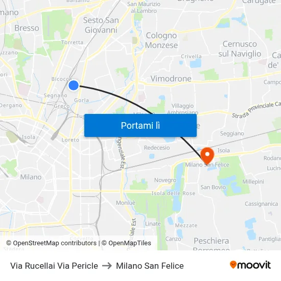 Via Rucellai Via Pericle to Milano San Felice map