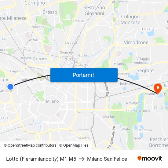 Lotto (Fieramilanocity) M1 M5 to Milano San Felice map