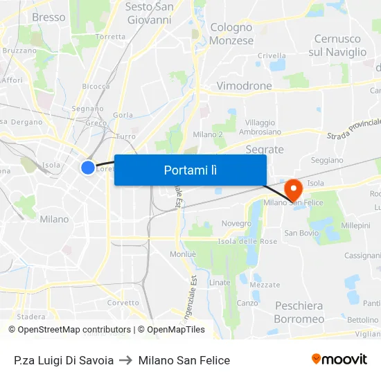 P.za Luigi Di Savoia to Milano San Felice map