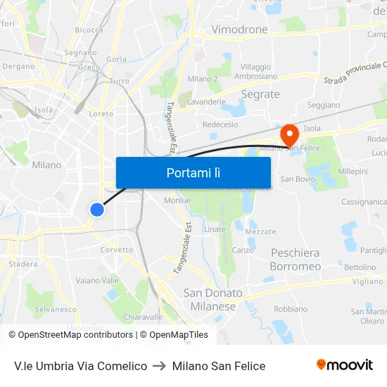V.le Umbria Via Comelico to Milano San Felice map