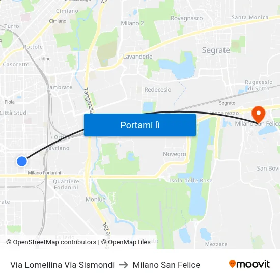 Via Lomellina Via Sismondi to Milano San Felice map