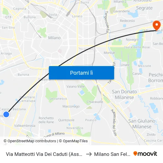 Via Matteotti Via Dei Caduti (Assago) to Milano San Felice map