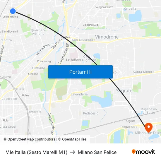 V.le Italia (Sesto Marelli M1) to Milano San Felice map