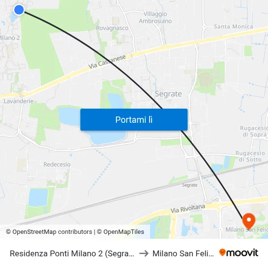 Residenza Ponti Milano 2 (Segrate) to Milano San Felice map