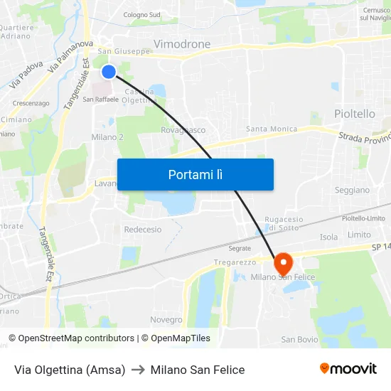 Via Olgettina (Amsa) to Milano San Felice map