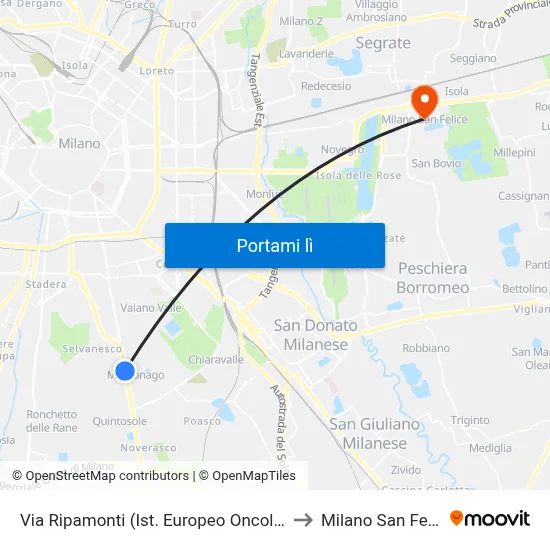 Via Ripamonti (Ist. Europeo Oncologia) to Milano San Felice map