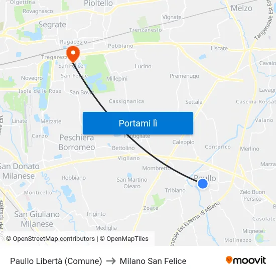 Paullo Libertà (Comune) to Milano San Felice map