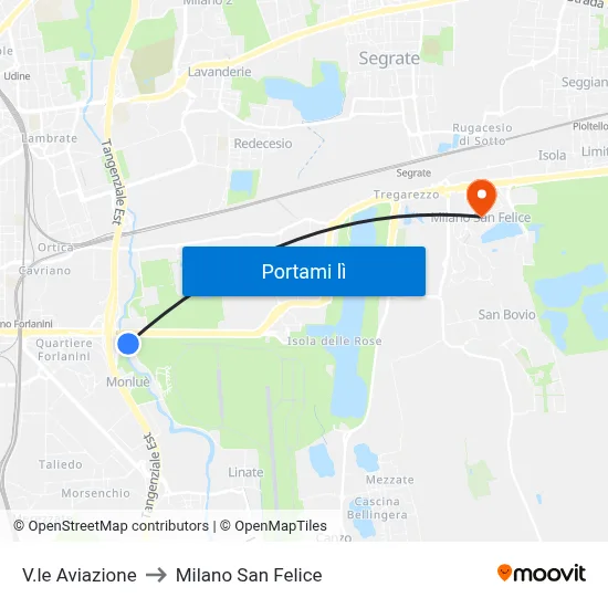 V.le Aviazione to Milano San Felice map