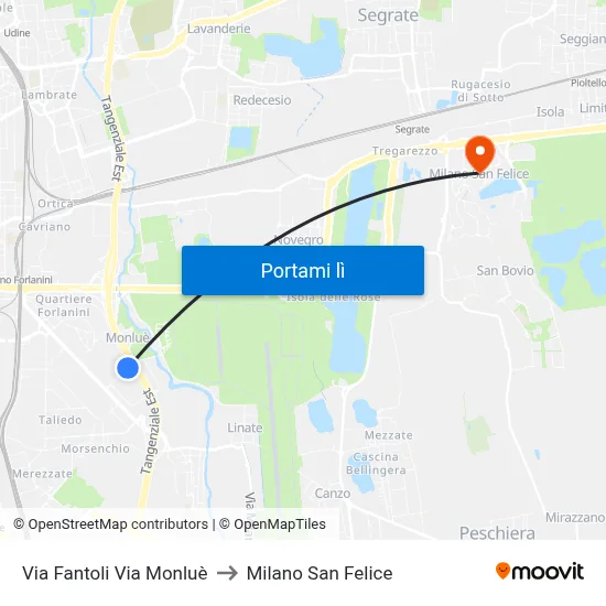 Via Fantoli Via Monluè to Milano San Felice map