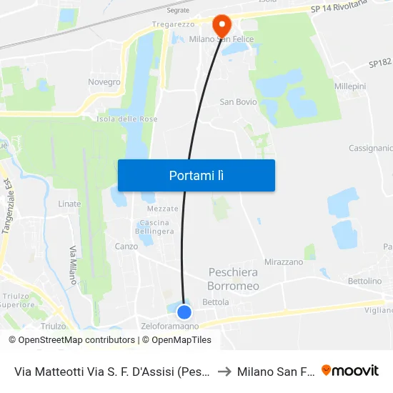 Via Matteotti Via S. F. D'Assisi (Peschiera B.) to Milano San Felice map