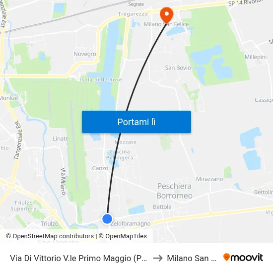 Via Di Vittorio V.le Primo Maggio (Peschiera B.) to Milano San Felice map