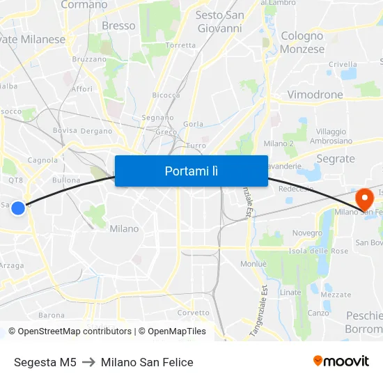 Segesta M5 to Milano San Felice map