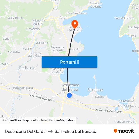 Desenzano Del Garda to San Felice Del Benaco map