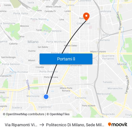 Via Ripamonti Via Rutilia to Politecnico Di Milano, Sede Milano Leonardo map