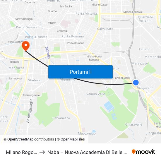 Milano Rogoredo to Naba – Nuova Accademia Di Belle Arti Milano map