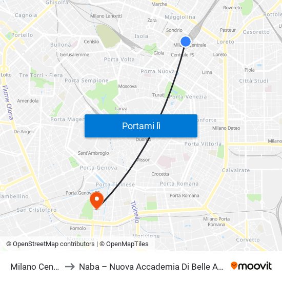 Milano Centrale to Naba – Nuova Accademia Di Belle Arti Milano map