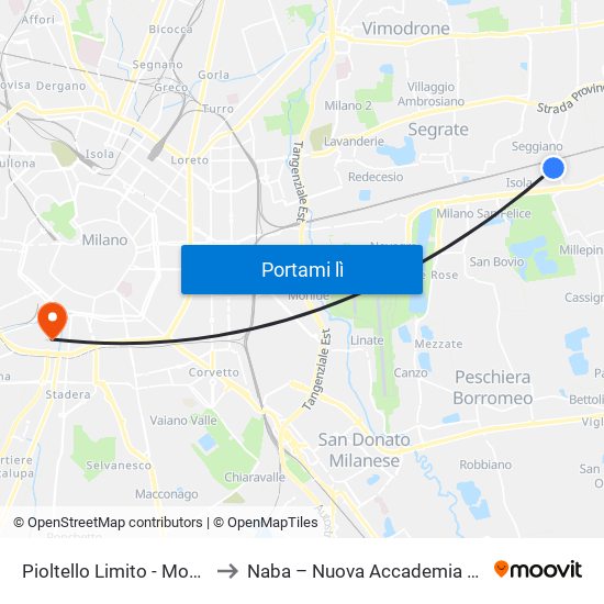 Pioltello Limito - Monza/Lomb. (Fs) to Naba – Nuova Accademia Di Belle Arti Milano map