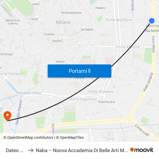 Dateo M4 to Naba – Nuova Accademia Di Belle Arti Milano map