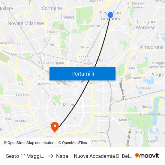 Sesto 1° Maggio FS M1 to Naba – Nuova Accademia Di Belle Arti Milano map