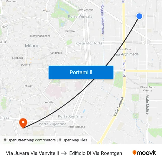 Via Juvara Via Vanvitelli to Edificio Di Via Roentgen map