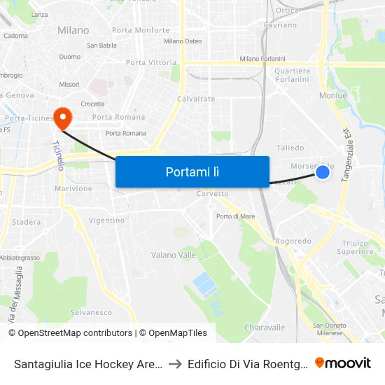 Santagiulia Ice Hockey Arena to Edificio Di Via Roentgen map