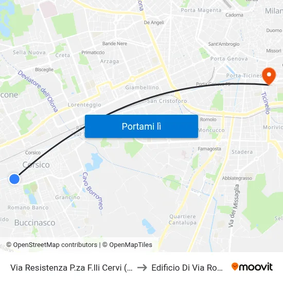 Via Resistenza P.za F.lli Cervi (Corsico) to Edificio Di Via Roentgen map